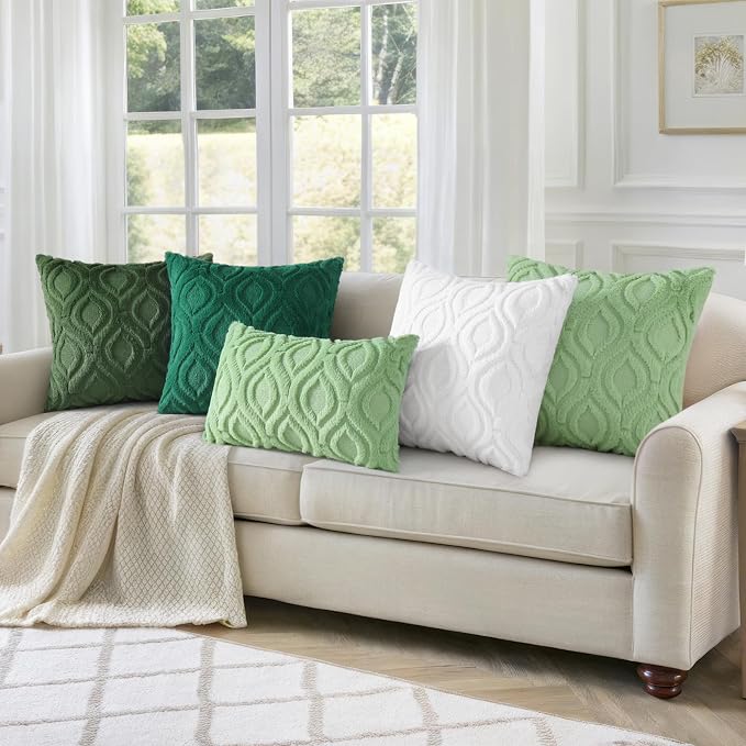 decorUhome Throw Pillow Covers 24x24 Inch Set of 2, Soft Plush Faux Wool Forest - Image 5
