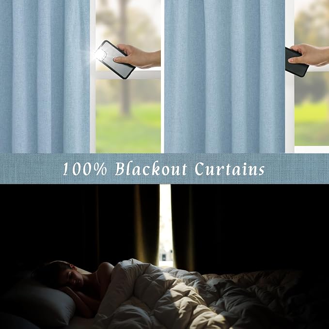 72 Inch 100% Blackout Linen Curtains - Image 3