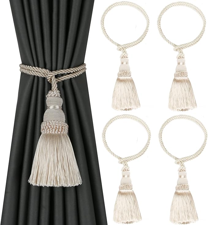 Fenghuangwu 4 Pack Curtain Tie Backs Rope Tassels by fenghuangwu