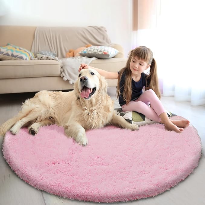 yulidayang Pink Fluffy Round Area Rugs - Image 8