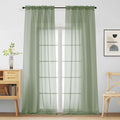 Sage Green Sheer Curtains for Window 96 Inches Long 2 Panels, Soft Airy Light by Home