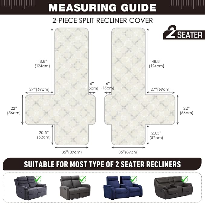 TAOCOCO 100% Waterproof Oversized Loveseat Recliner Cover, Non Slip Split Couch - Image 5