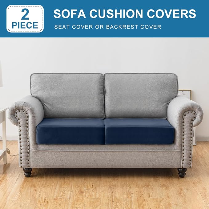 Couch Cover Stretch Velvet Sofa Cushion Cover 2-Piece - Image 3