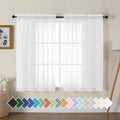 Gwine White Sheer Curtains for Living Room 45 inches Long, Short Voile Light by Gwine