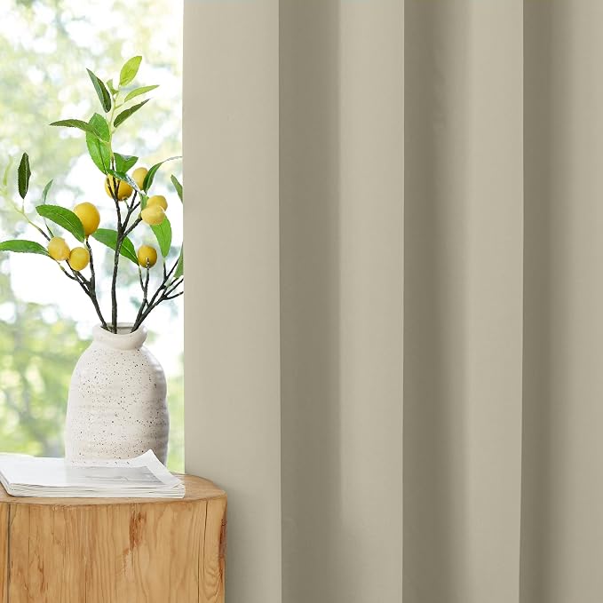 NICETOWN 100% Blackout Muted Beige Curtains 84 inches Long, Grommet Energy - Image 8