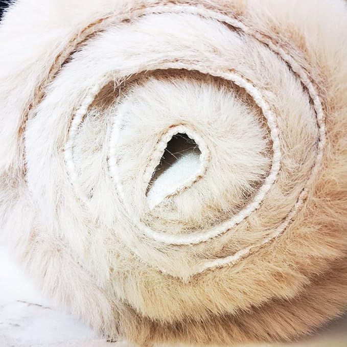 Ghouse Faux Rabbit Fur Round Rug 4ft Light Brown Beige Round Rugs - Image 5