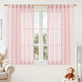 LAMIT Pink Linen Curtains 54 Inch Length 2 Panels, Light Filtering Panels Back by LAMIT