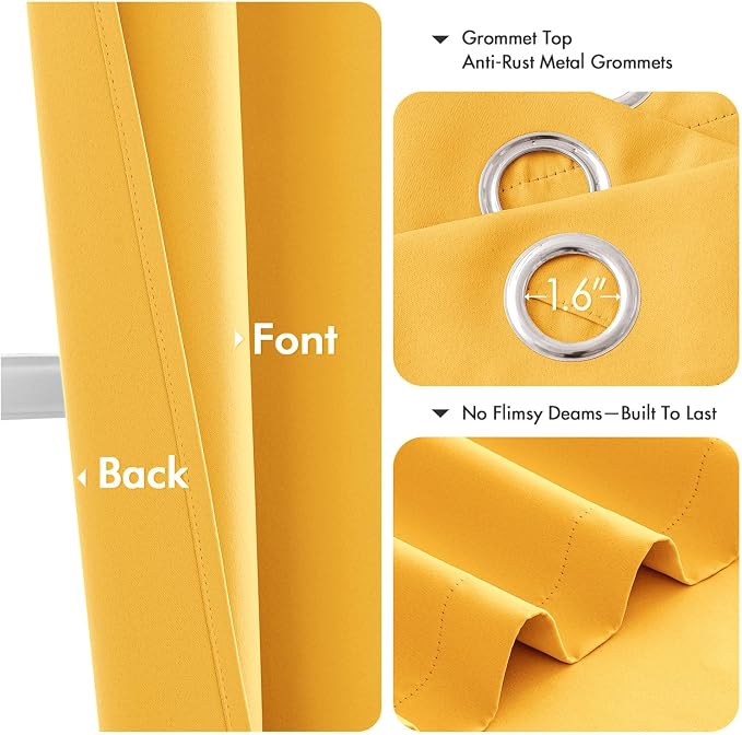 MIULEE Yellow Blackout Curtains - Image 4
