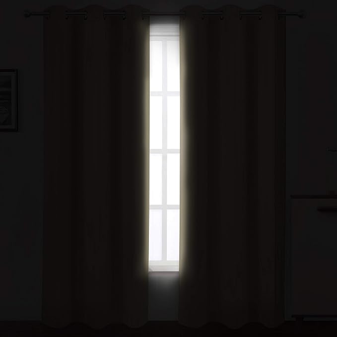 LEMOMO Beige Blackout Curtains/42 x 84 Inch/Set of 2 Panels Room Darkening - Image 3