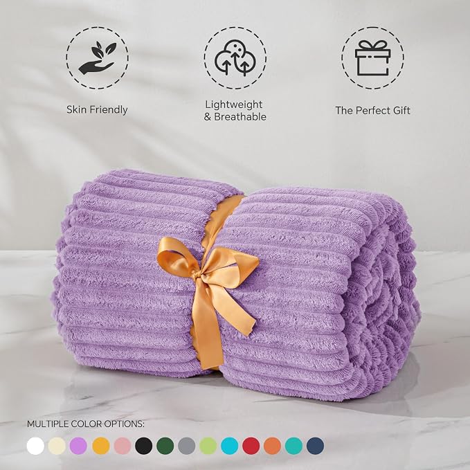 BEDELITE Throw Blanket for Couch, 3D Ribbed Jacquard Soft and Cozy Fleece Throw - Image 4