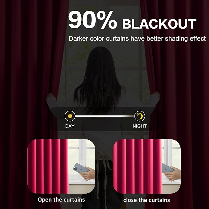 Pinch Pleated Curtains 108 Inches Long, Energy Saving Window Treatment Privacy - Image 3