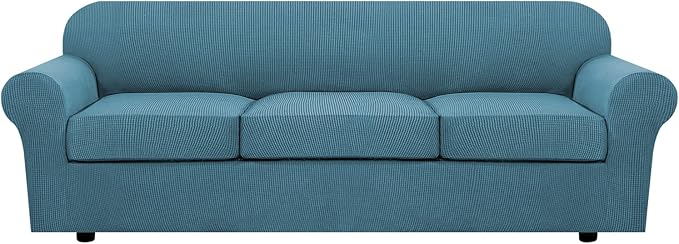 4 Piece Stretch Sofa Covers for 3 Cushion Couch Covers for Living Room by HVERSAILTEX