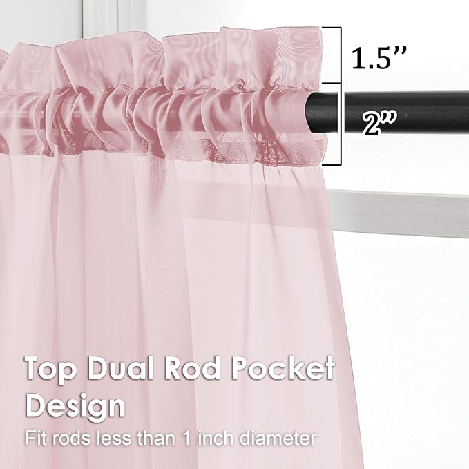 OVZME Blush Pink Sheer Valances - Image 2
