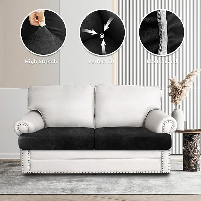 Leather Look Couch Cushion Covers Sofa Seat Slipcovers Sets Couches Furniture - Image 6