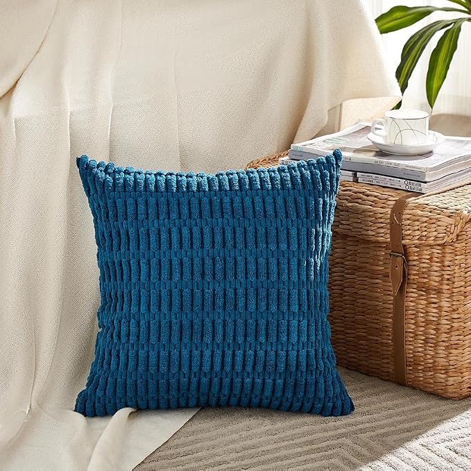 Fancy Homi 4 Packs Teal Decorative Throw Pillow Covers 18x18 Inch - Image 2