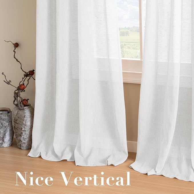 H.VERSAILTEX White Linen Sheer Curtains - Image 7