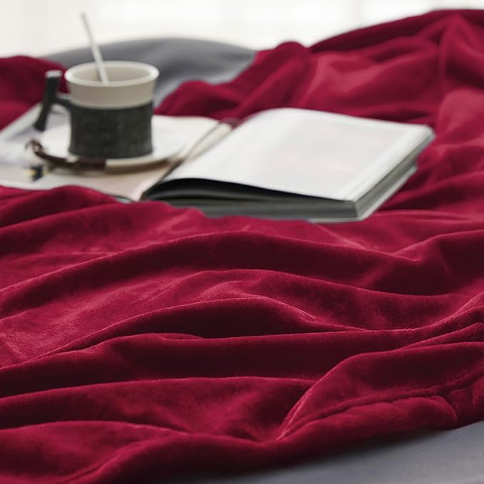 Bedsure GentleSoft Fleece Throw Blanket Red - Image 5