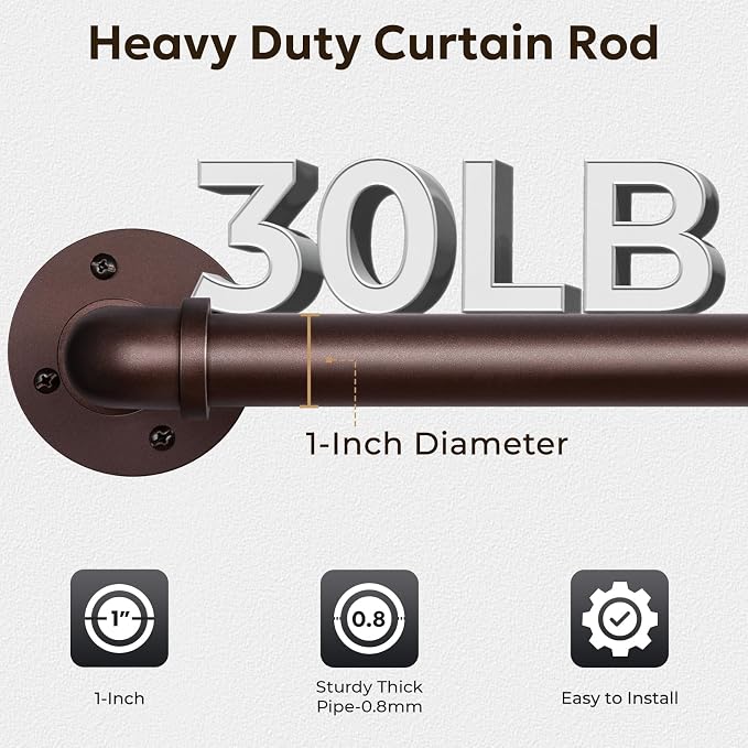 Zeerobee Curtain Rods for Windows 120 to 240, 1 Inch Industrial Wrap Around - Image 3