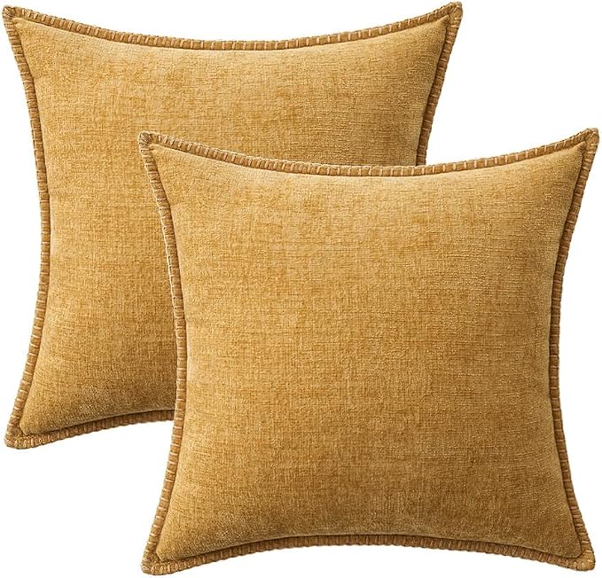 MIULEE Decorative Couch Throw Pillow Covers 20x20 Inch Gold 2 Pack | Mustard - Image 8