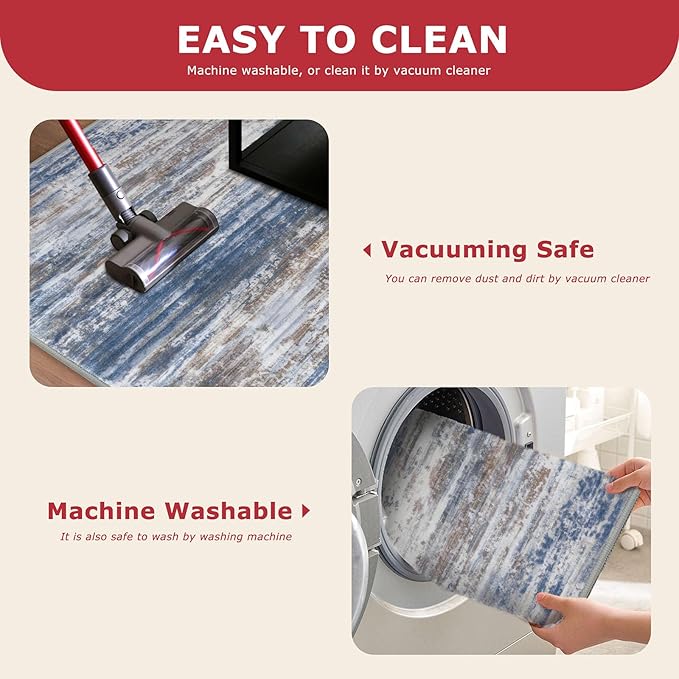 KOZYFLY Modern Abstract Washable Runner Rug 2.6x20 Hallway Runners Non-Slip - Image 6