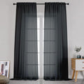 Simplebrand Black Sheer Curtains 120 Inches Long, Extra Long Rod Pocket Solid by Simplebrand