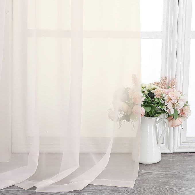 Chyhomenyc Cream Sheer Curtains 120 Inches Long - Image 6