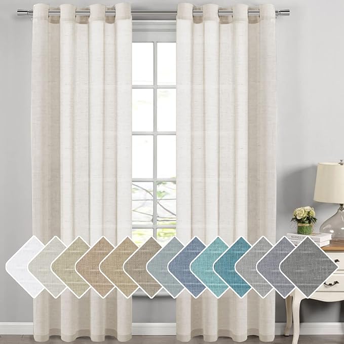 H.VERSAILTEX Linen Curtains Flax Linen Blended Curtain Panels by HVERSAILTEX
