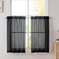 Simplebrand Black Sheer Kitchen Cafe Curtains by Simplebrand