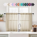 Taupe Small Sheer Curtains 2 Panels Set, Kitchen Curtains 36 Inch Length by Home