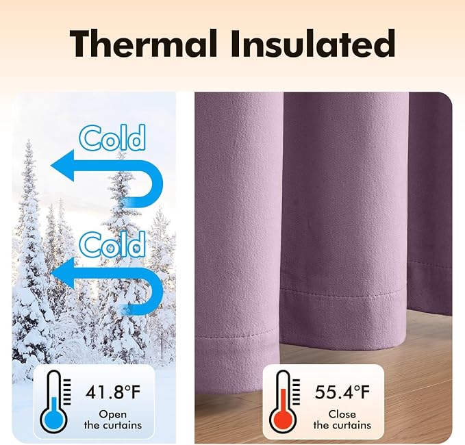 MIULEE Velvet Curtains Lavender Light Purple Elegant Grommet Thermal Insulated - Image 5