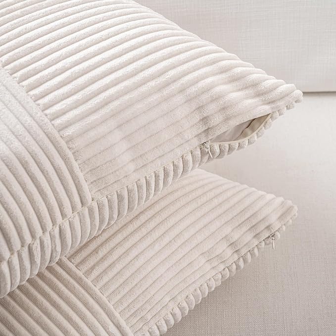 Fancy Homi 2 Packs Cream Lumbar Decorative Throw Pillow Covers 16x26 Inch - Image 3