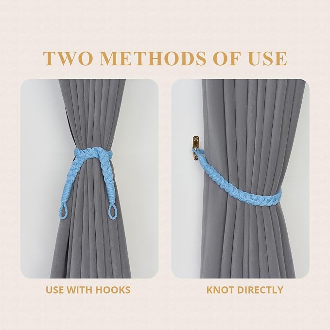 NICEEC 4 Pack Natural Cotton Rope Curtain Tiebacks Elegant Boho Style - Image 5