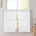 Simplebrand White Short Sheer Kitchen Cafe Curtains 36-42 Inch, Tier Rod Pocket by Simplebrand