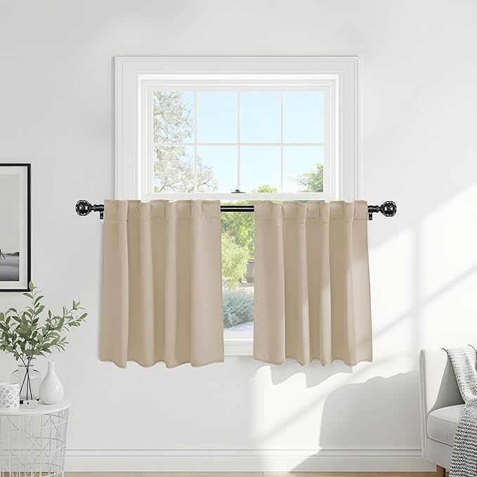 Pony Dance Short Blackout Drapes 36 Inches Long, Room Darkening Drapes by PONYDANCE