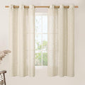 Beige Linen Semi Sheer Curtains 60 Inch Length by LAMIT