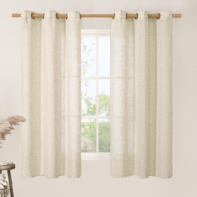 LAMIT Beige Linen Curtains 60 Inch Length by LAMIT