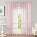 OWENIE Blush Sheer Curtain 90 Inches Long 2 Panels Set, Solid Filmy Drapes by OWENIE