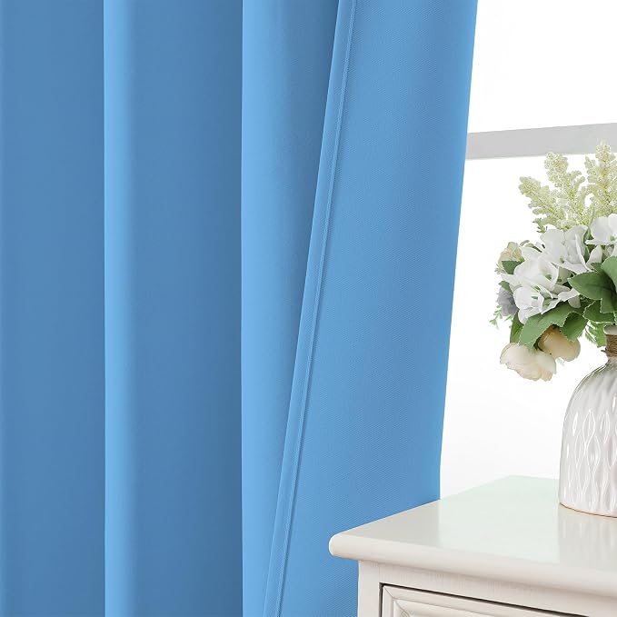 CUCRAF Light Blue Blackout Curtains Customize, Rod Pocket Room Darkening Curtain - Image 6