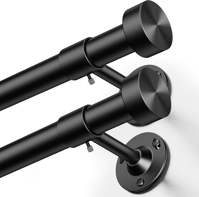 YaFex 2 Pack Heavy Duty Curtain Rods 32-120 Inch, 1 Inch Adjustable Long by YaFex