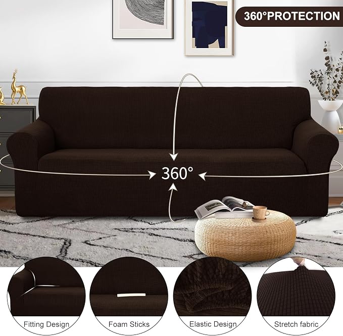 U-NICE HOME 4 Seater Stretch Couch Cover Sofa Cover Washable Sofa Slipcover - Image 3