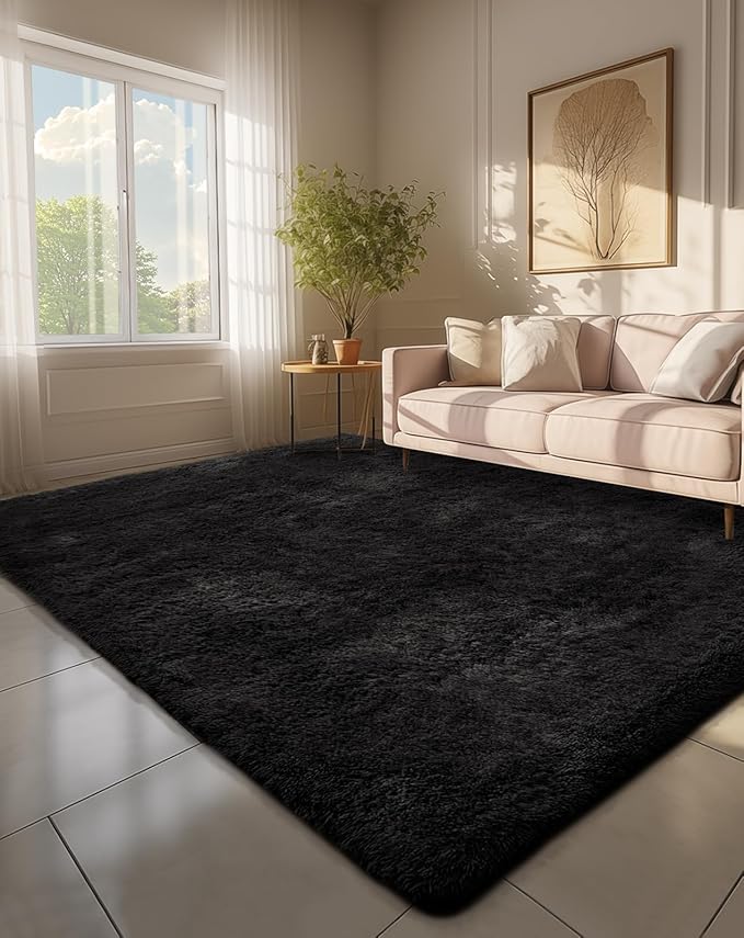 Ophanie 6x9 Black Rugs for Living Room, LargeFluffy Shag Fuzzy Plush Soft by Ophanie