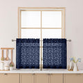 Chyhomenyc Navy Blue Sheer Curtains 24 Inch Length, Light Filtering Leaf Tufted by Chyhomenyc