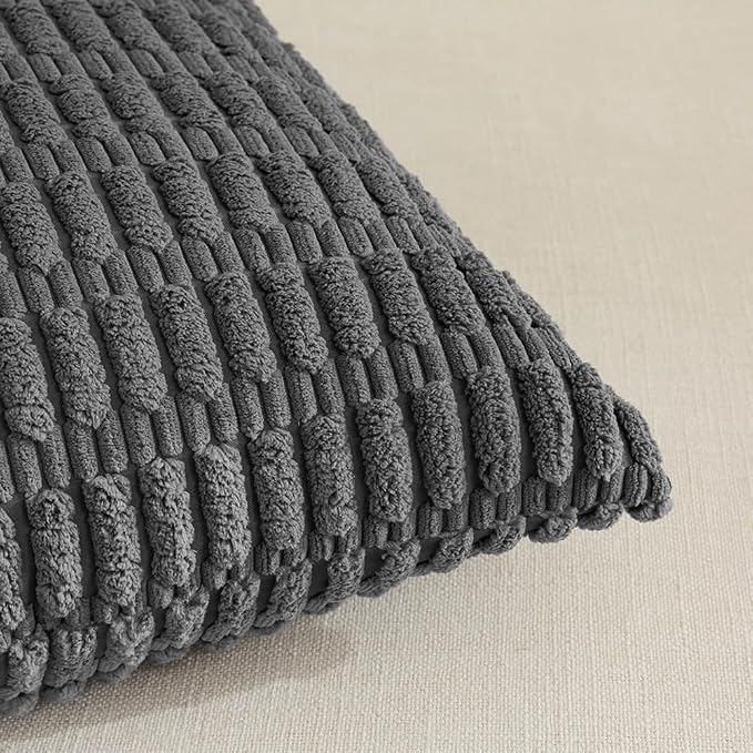Fancy Homi 4 Packs Dark Grey Decorative Throw Pillow Covers 16x16 Inch - Image 4