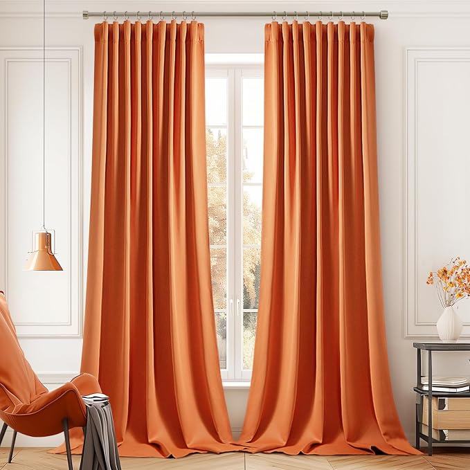 MIULEE Orange Back Tab Blackout Curtains 108 Inch Long 2 Panels Set - Image 9