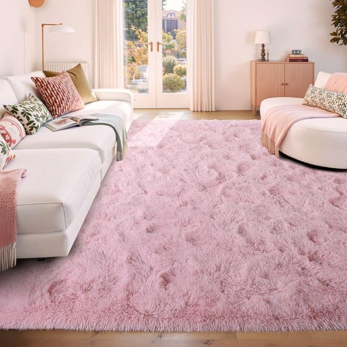 4x6 Ft Pink Rugs for Bedroom Girls, Shag Fluffy Area Rug for Living Room - Image 2
