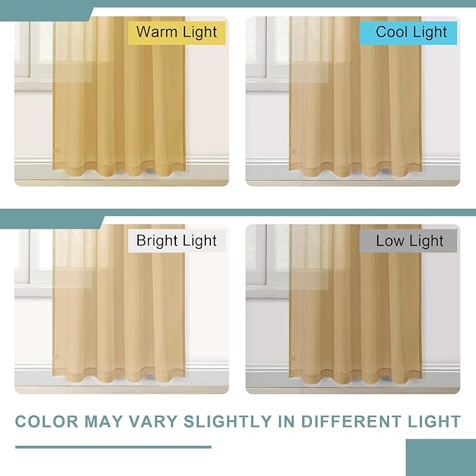 DWCN Taupe Sheer Curtains for Kitchen Windows - Image 2