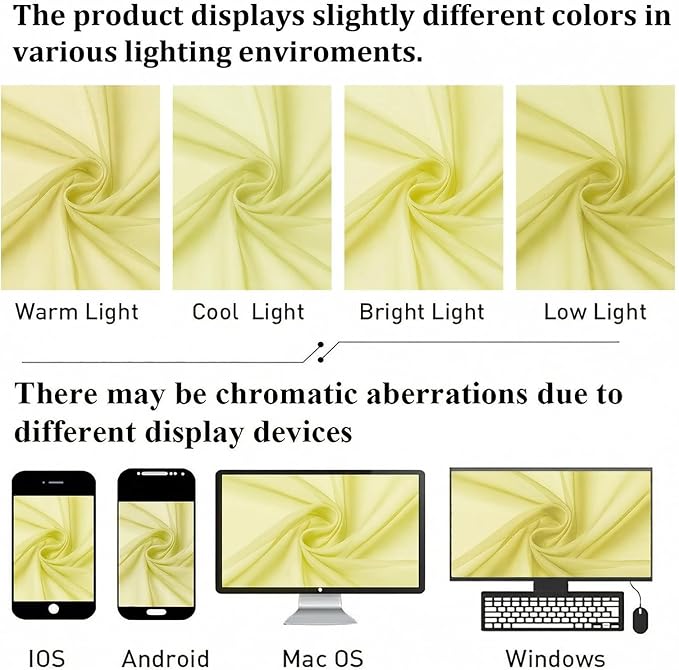 Lecloud Goose Yellow Sheer Curtains 84 Inches Long 2 Panels, Light Filtering - Image 7