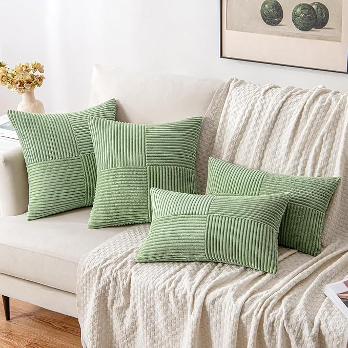 MIULEE Sage Green Decorative Throw Pillow Covers 18x18 Inch - Image 4