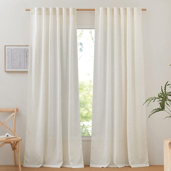NICETOWN 102 inch Curtains Natural Linen Burlap by NICETOWN