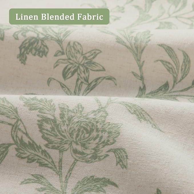 Floral Blackout Curtains Sage Green Printed Curtains Floral Blackout Curtains - Image 4